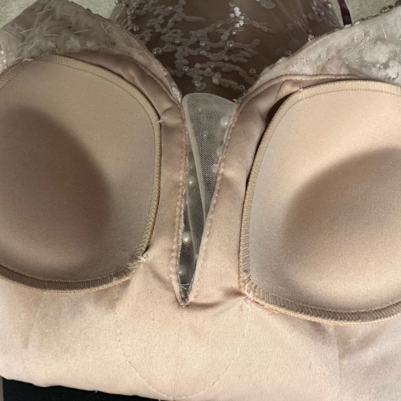 Blush pink Wedding Dress w/detachable train! Hand beaded pearls and lace! - Picture 6 of 12